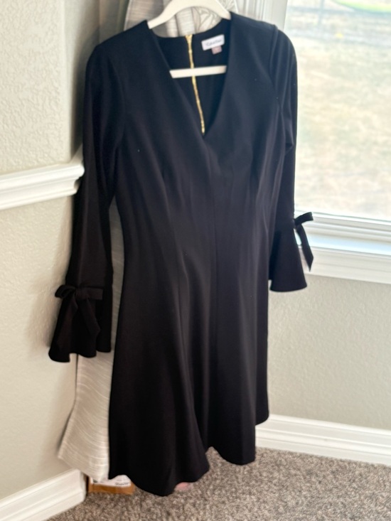 Calvin Klein Dresses & Skirts - Calvin Klein Black Long-Sleeve A-Line Dress with Bow Cuffs